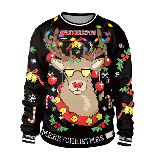 Funny Christmas LED Sweater with Deer Print