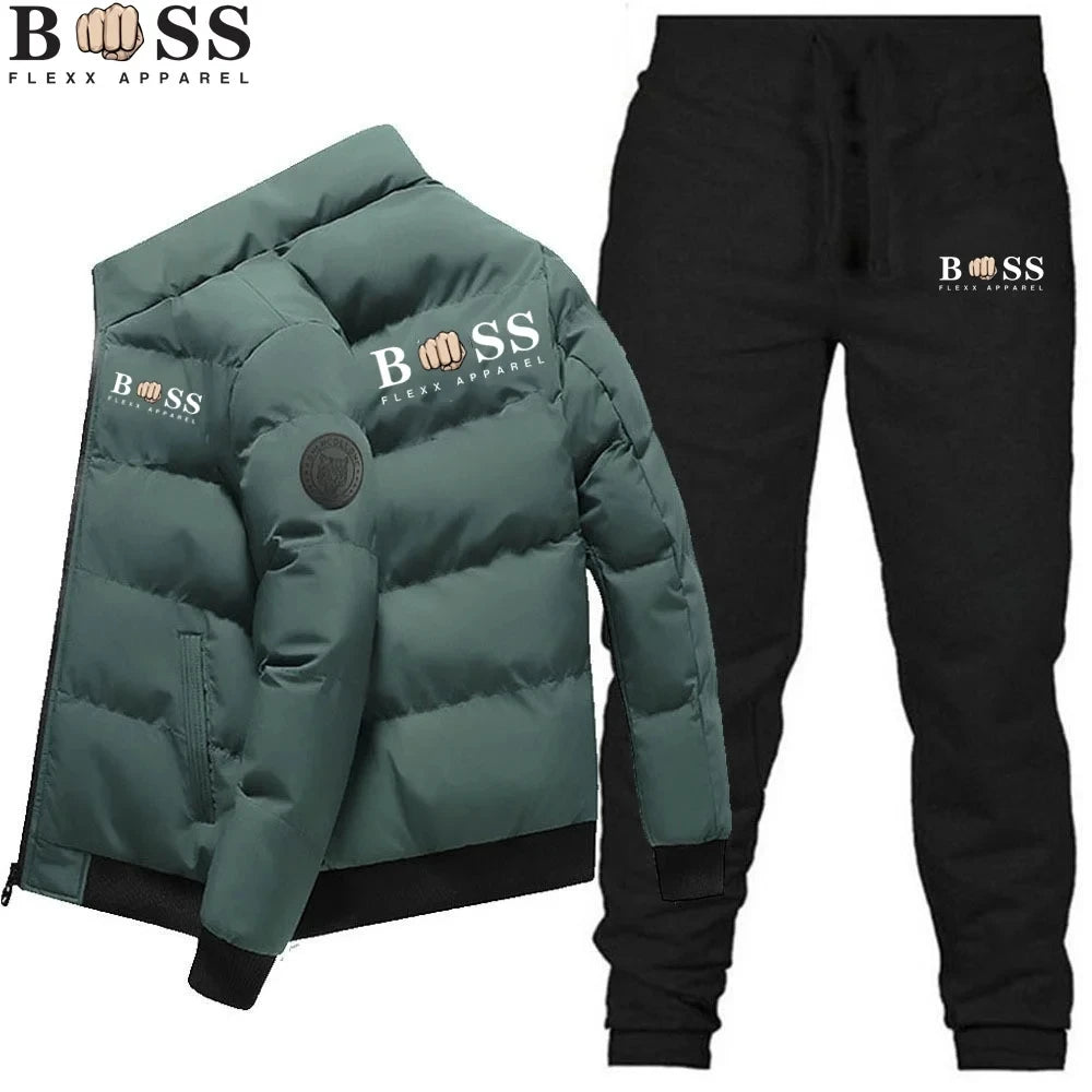 Men's Warm New Windproof High Quality Polyester Zipper Jacket and Pants