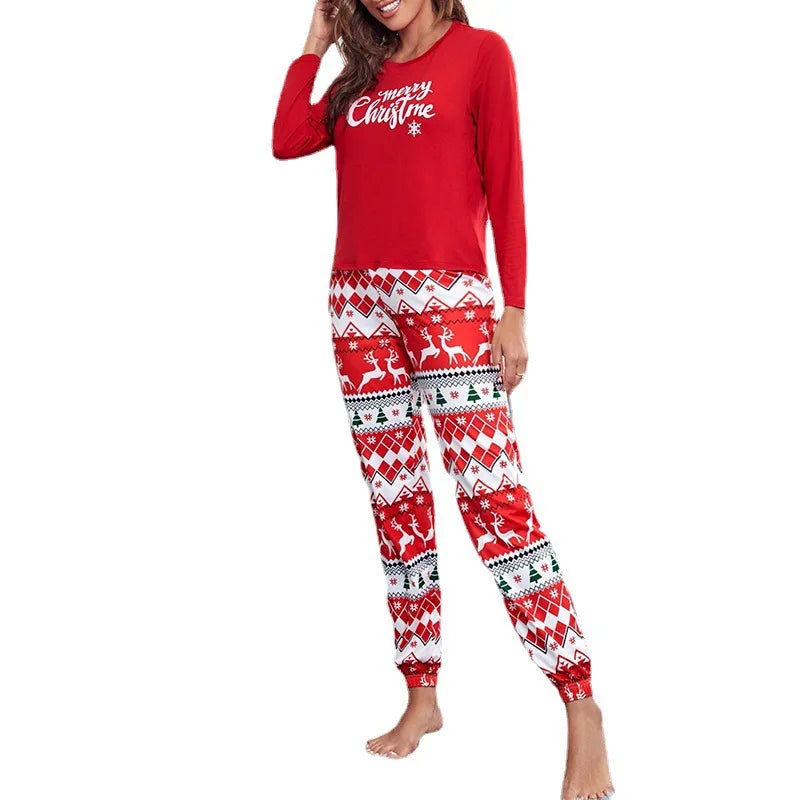 Winter Pajamas Christmas Printed Long-sleeved Women Sleepwear