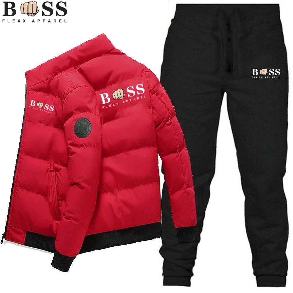 Men's Warm New Windproof High Quality Polyester Zipper Jacket and Pants