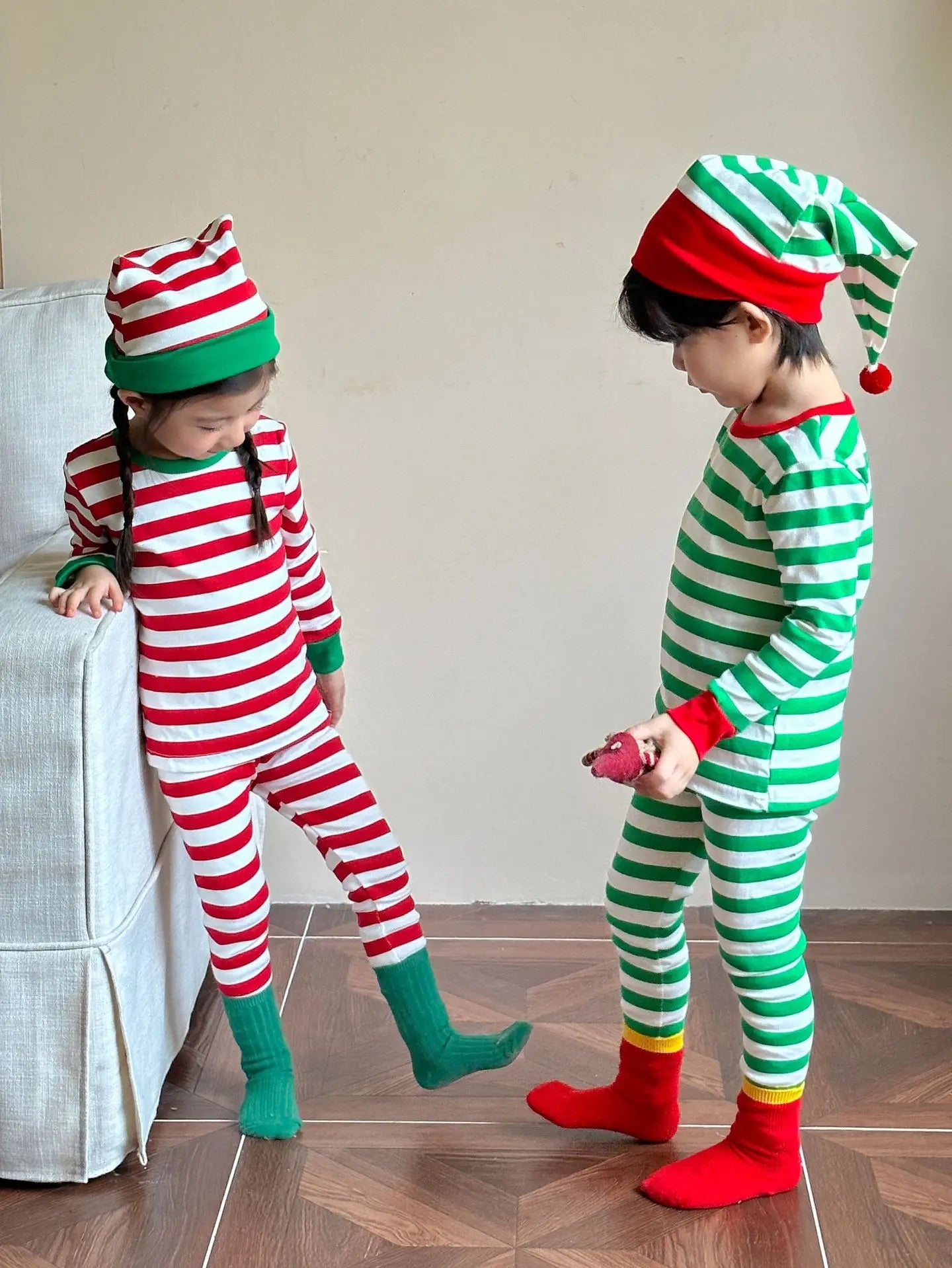 Winter Toddler and Kids Christmas Thermal Underwear with Hat