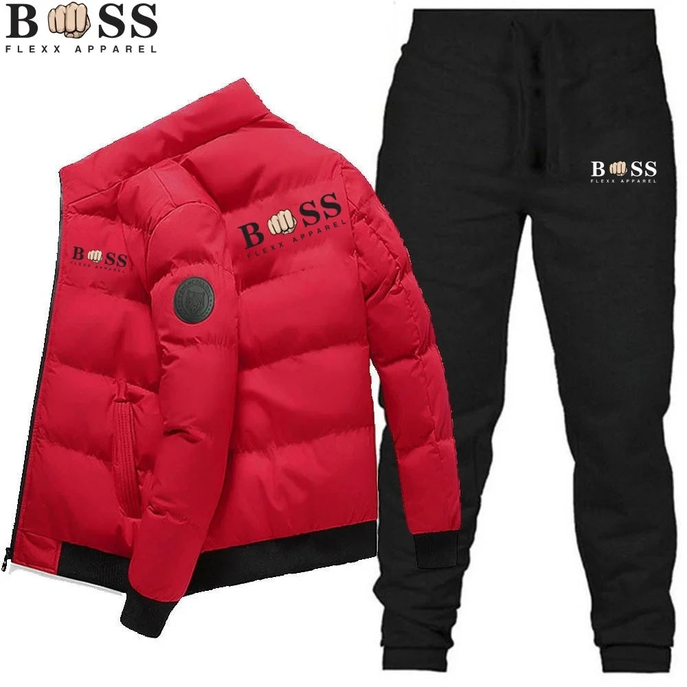 Men's Warm New Windproof High Quality Polyester Zipper Jacket and Pants