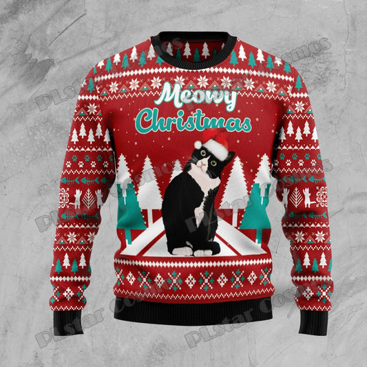 Meowy Christmas 3D Printed Fashion Men's Ugly Christmas Sweater