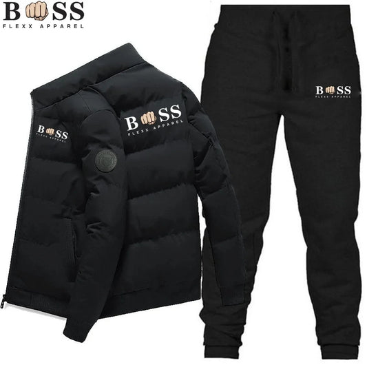 Men's Warm New Windproof High Quality Polyester Zipper Jacket and Pants