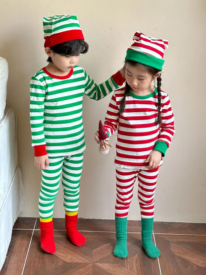 Winter Toddler and Kids Christmas Thermal Underwear with Hat