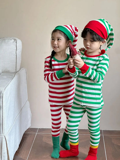 Winter Toddler and Kids Christmas Thermal Underwear with Hat