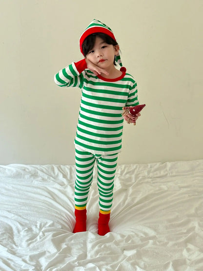 Winter Toddler and Kids Christmas Thermal Underwear with Hat