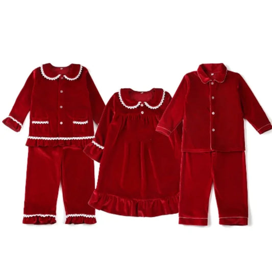 Baby and Kids Velvet Christmas Pajamas