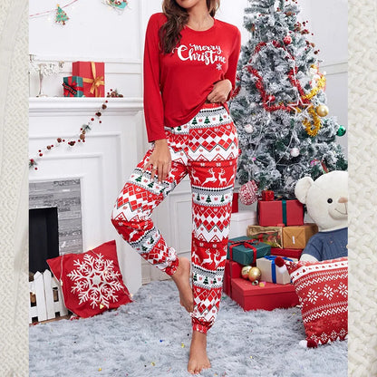 Winter Pajamas Christmas Printed Long-sleeved Women Sleepwear