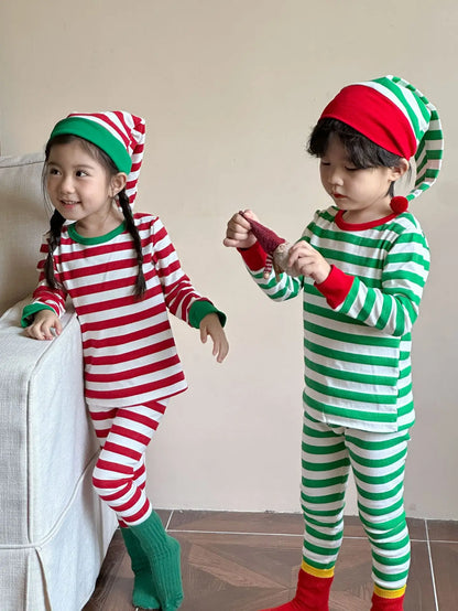 Winter Toddler and Kids Christmas Thermal Underwear with Hat