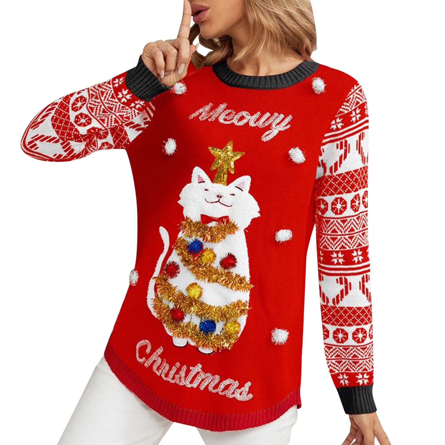 Ugly Sweater Women "Meowy Christmas"