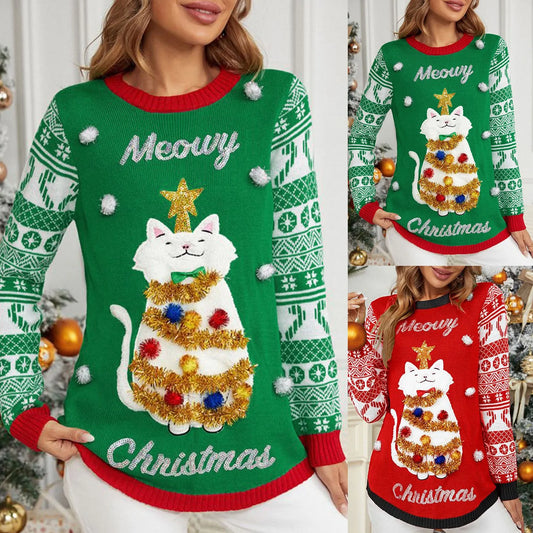 Ugly Sweater Women "Meowy Christmas"