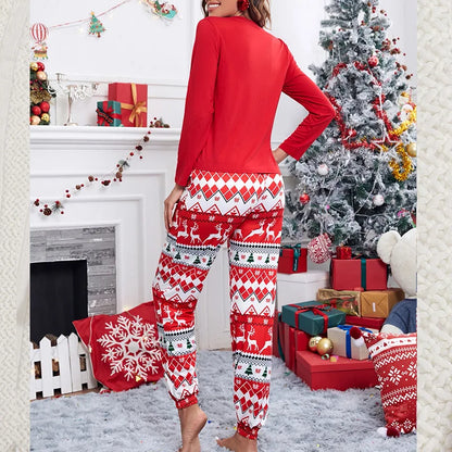 Winter Pajamas Christmas Printed Long-sleeved Women Sleepwear