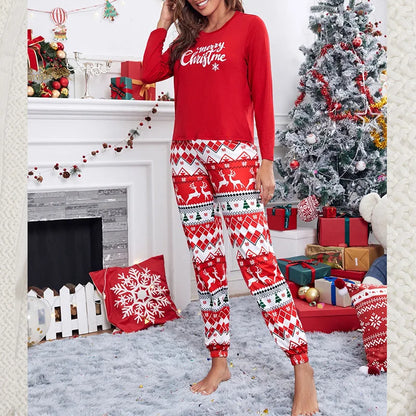 Winter Pajamas Christmas Printed Long-sleeved Women Sleepwear