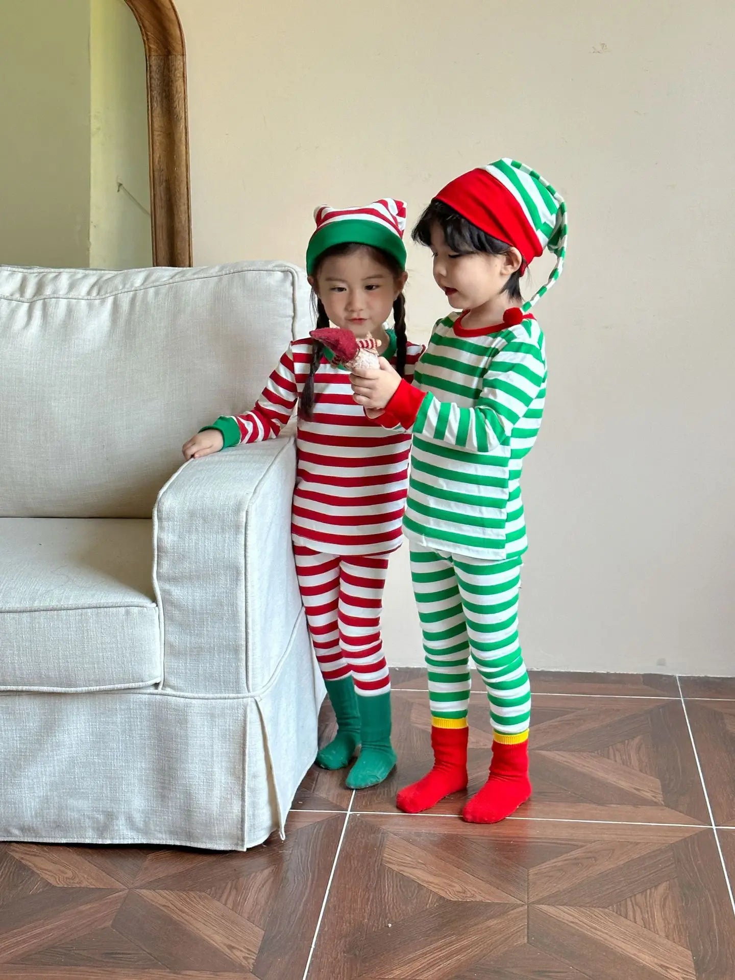 Winter Toddler and Kids Christmas Thermal Underwear with Hat