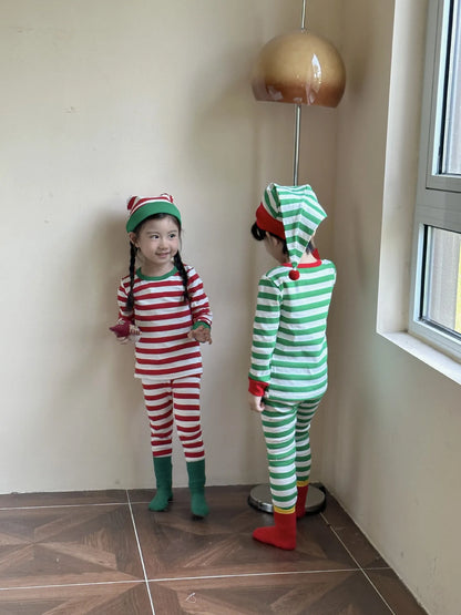 Winter Toddler and Kids Christmas Thermal Underwear with Hat