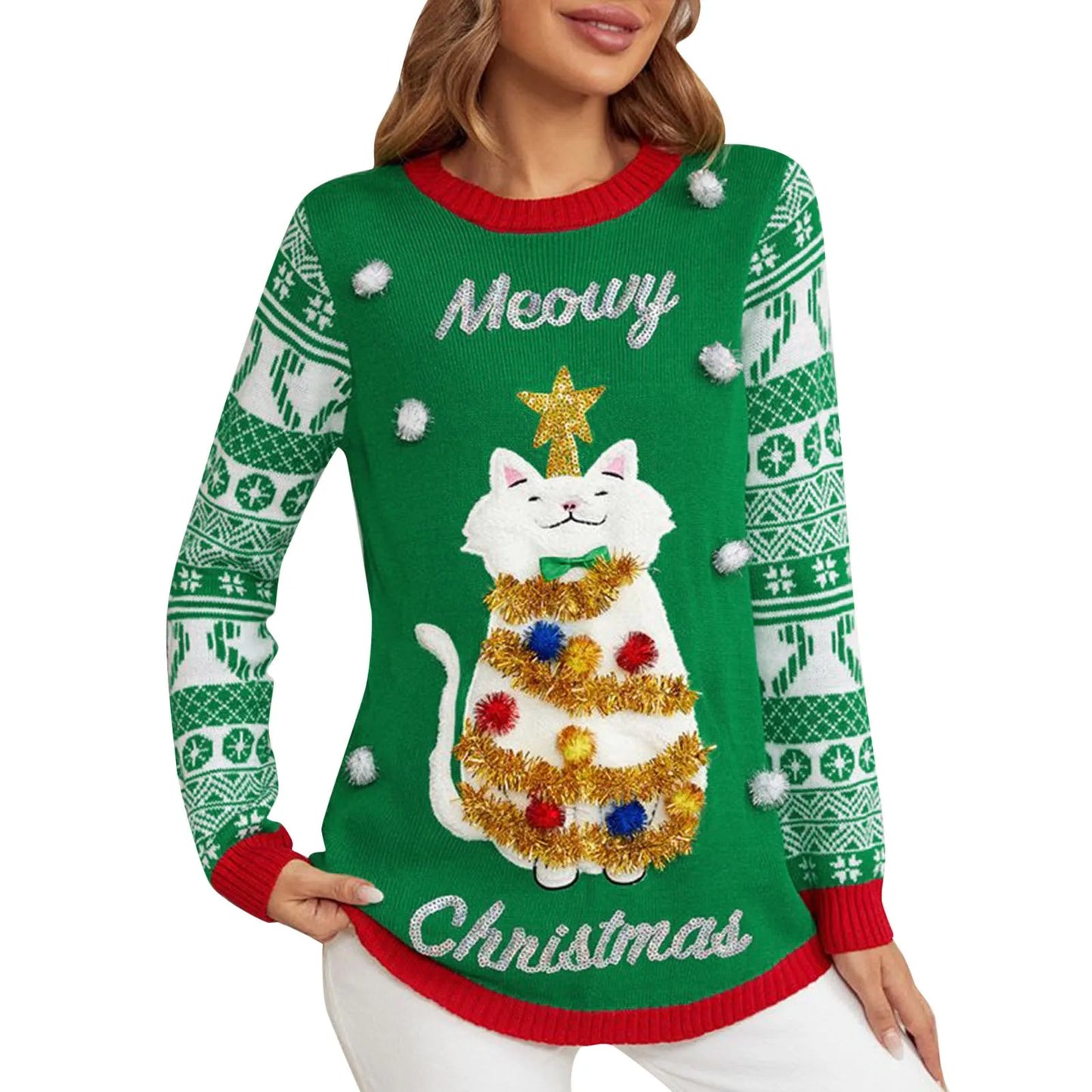 Ugly Sweater Women "Meowy Christmas"