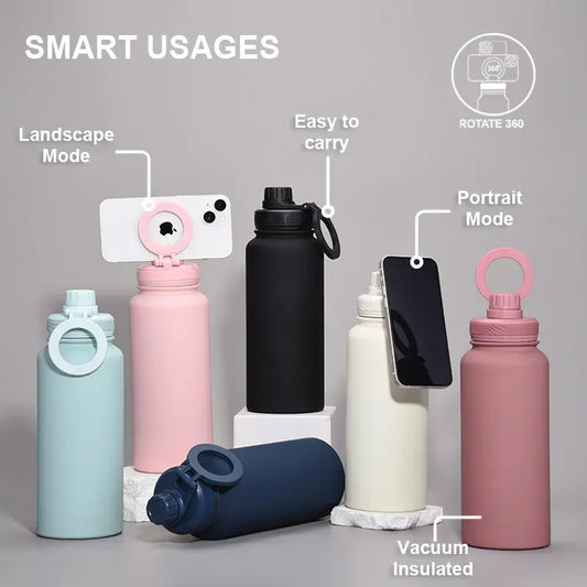 HydraSync Insulated Water Bottle with Phone Holder